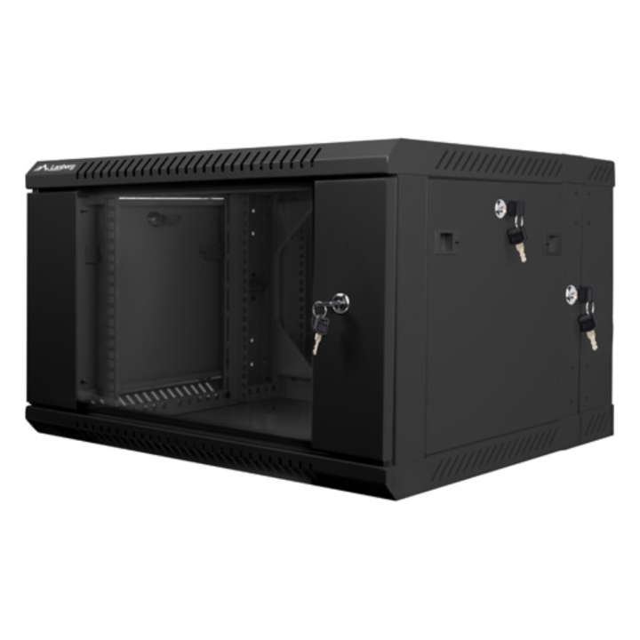 ARMARIO LANBERG MURAL DOBLE SECCION RACK 19" 6U/600X600 FLAT PACK NEGRO