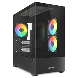 CAJA GAMING mATX SHARKOON MK6 RGB 3XVENT 120MM 2XUSB SN FUENTE NEGRO
