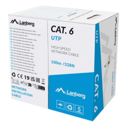 BOBINA CABLE DE RED LANBERG RJ45 CAT.6 UTP SOLIDO CU CPR 100M GRIS FLUKE PASSED
