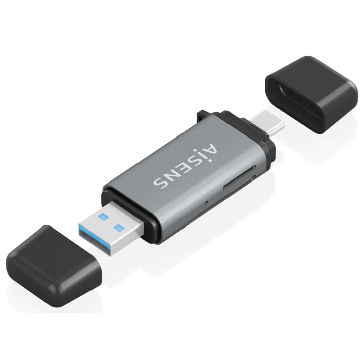LECTOR TARJETAS AISENS SD MICRO SD MMC RS-MMC MMC MICRO USBA USBC GRIS