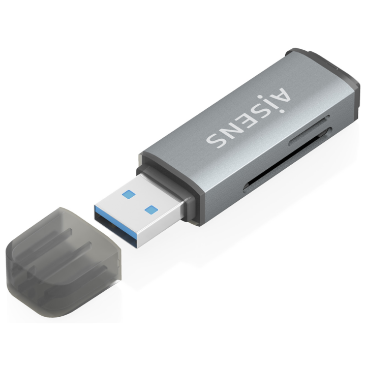 LECTOR TARJETAS AISENS SD MICRO SD MMC RS-MMC MMC MICRO USBA GRIS