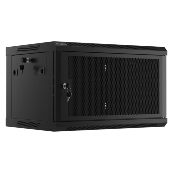 ARMARIO LANBERG MURAL RACK 19" 6U 600X450 FLAT PACK NEGRO PUERTA MALLA