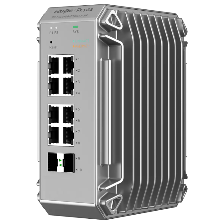SWITCH INDUSTRIAL RUIJIE MANAGED POE 8G RJ45 2 SFP GIGABIT LAYER2
