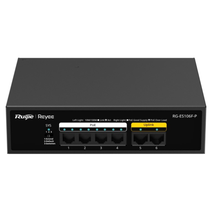 SWITCH RUIJIE UNMANAGED 8 PUERTOS GIGABIT POE 1 SFP BLACK