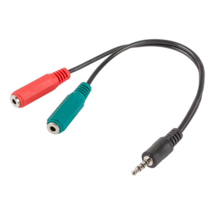 ADAPTADOR LANBERG MINIJACK 3.5MM M 4PIN 2X MINIJACK 3.5MM H 3PIN