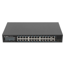 SWITCH LANBERG 24 PTOS 100MB POE+/2X COMBO GIGABIT ETHERNET 250W RACK 19"