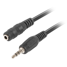 CABLE ESTEREO LANBERG JACK 3.5 MM MACHO/JACK 3.5MM HEMBRA 5M NEGRO