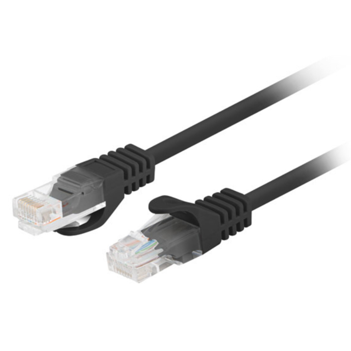 CABLE RED LANBERG LATIGUILLO CAT.6 UTP 0.25M NEGRO FLUKE PASSED (PACK 10 UDS)
