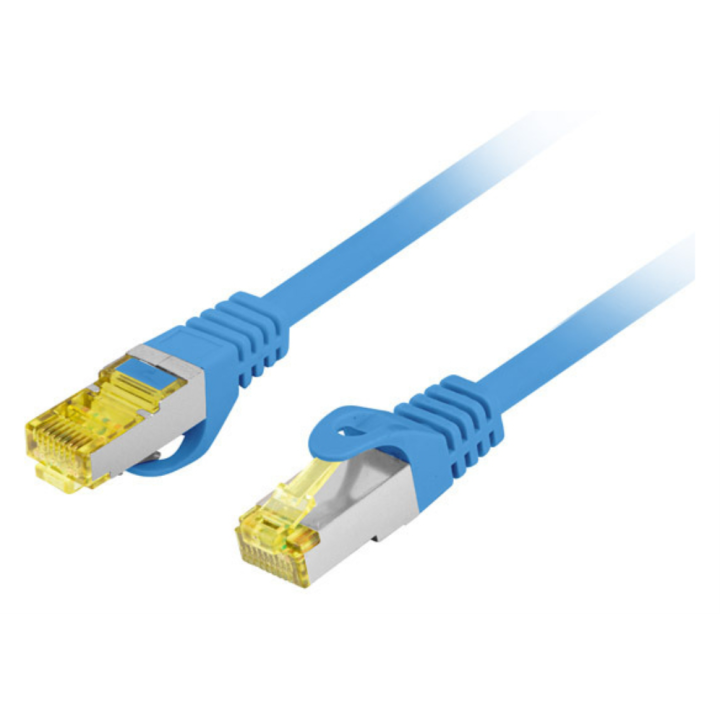 CABLE RED LANBERG LATIGUILLO CAT.6A S/FTP LSZH CU 0.5M AZUL FLUKE PASSED