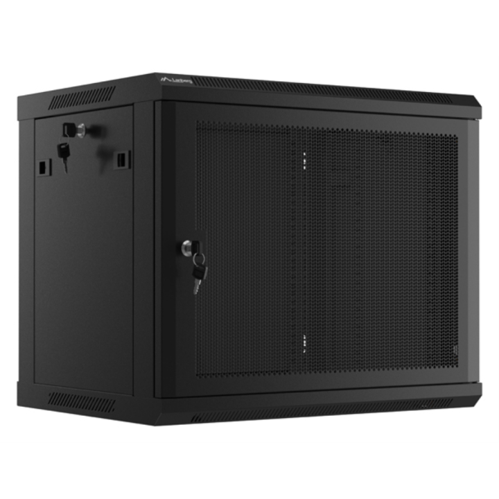 ARMARIO LANBERG 9U 600X450 CON PUERTA PERFORADA RACK 19 H-60 KG NEGRO FLAT PACK