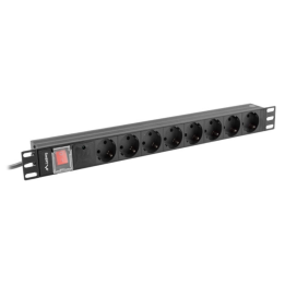 REGLETA LANBERG 1U 16A SCHUKO 19 8X NEGRO 2M