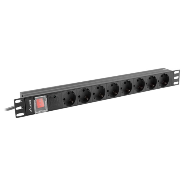 REGLETA LANBERG 1U 16A SCHUKO 19 8X NEGRO 2M