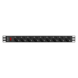 REGLETA LANBERG 1U 16A 9X SCHUKO RACK 19" 3M NEGRO