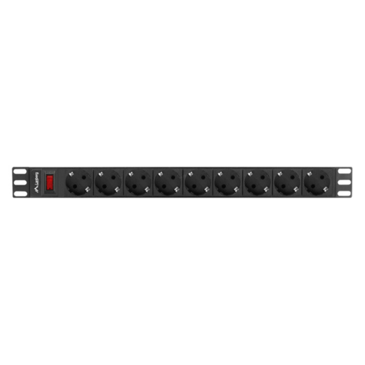REGLETA LANBERG 1U 16A 9X SCHUKO RACK 19" 3M NEGRO