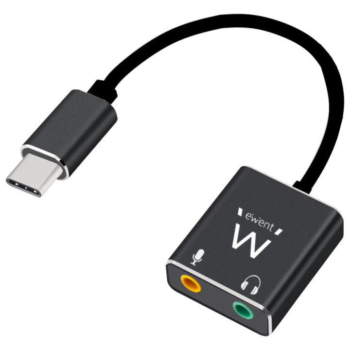 CABLE ADAPTADOR AUDIO EWENT USB C A 2 JACK 3,5 MM AURICULAR Y MICRO