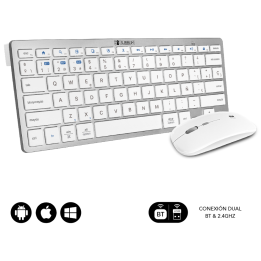 COMBO TECLADO RATON SUBBLIM MULTIDISPOSITIVO BLUETOOTH PLATEADO/BLANCO