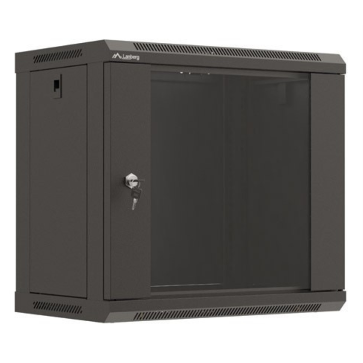 ARMARIO LANBERG MURAL RACK 19" 9U 540X350 FLAT PACK NEGRO PUERTA CRISTAL