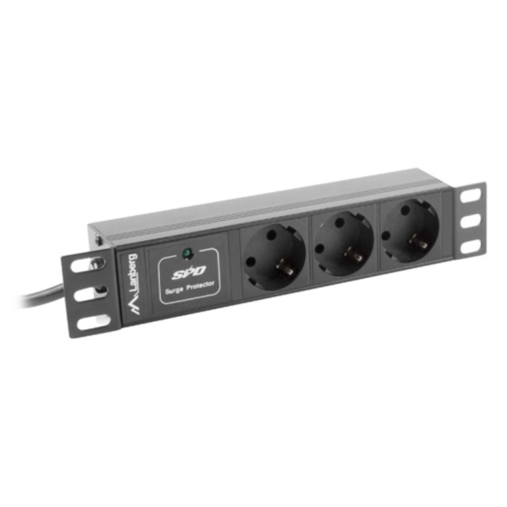 REGLETA LANBERG 1U 16A 3X SCHUKO RACK 10" 2M NEGRO