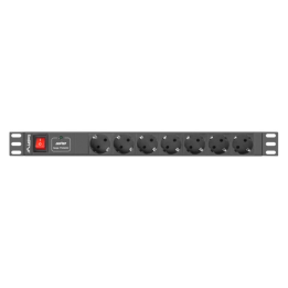 REGLETA LANBERG 1U 10A 7X SCHUKO RACK 19" 2M NEGRO C14