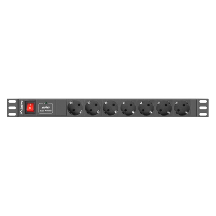 REGLETA LANBERG 1U 10A 7X SCHUKO RACK 19" 2M NEGRO C14