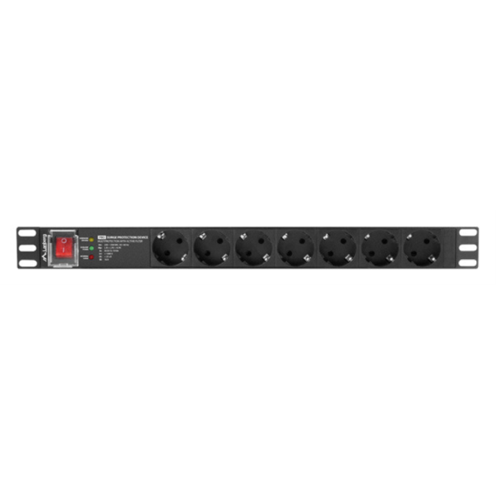 REGLETA LANBERG 1U 16A 7X SCHUKO RACK 19" 2M NEGRO