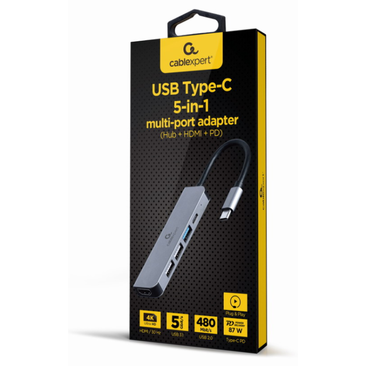 ADAPTADOR MULTIPUERTO USB TIPO C 5 EN 1 HUB HDMI PD