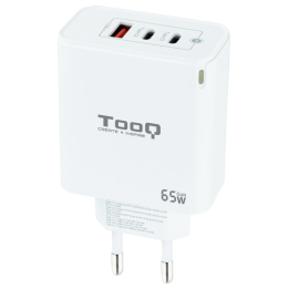 CARGADOR DE PARED TOOQ GAN 2USB-C PD USB-A QC 65W