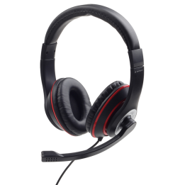 AURICULARES GEMBIRD MHS-03-BKRD NEGRO ROJO MICROFONO ALAMBRICO 3.5MM