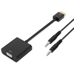 CONVERSOR AISENS HDMI A/M-SVGA/H+JACK 3.5/H NEGRO 10CM+1.0M