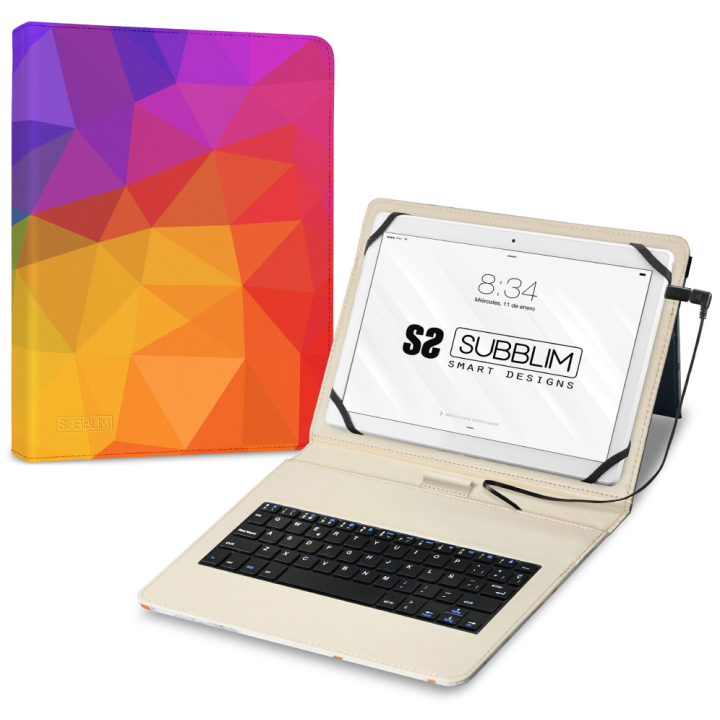 FUNDA TABLET SUBBLIM KEYTAB USB 11" TRIANGULOS