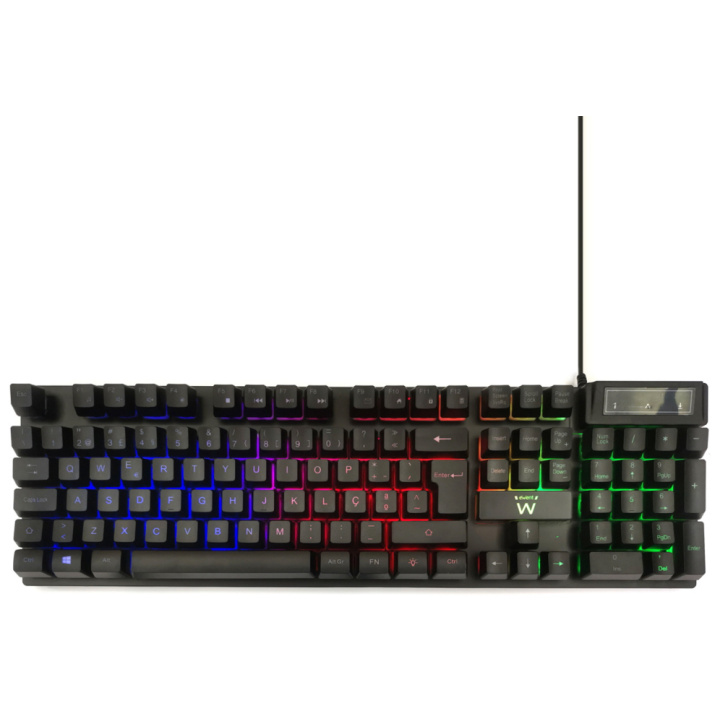 TECLADO GAMING EWENT PT USB RETROILUMINADO MEMBRANA NEGRO