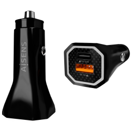 CARGADOR DE COCHE AISENS 38W1xUSB-C PD3.0 20W1xUSB-A QC3.0 18W NEGRO