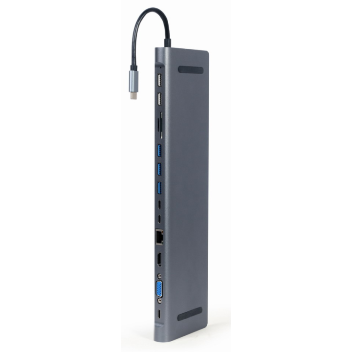 ADAPTADOR MULTIPUERTO GEMBIRD USBC 9EN1 HUB,HDMI,VGA,PD,LECTOR,LAN,AUDIO3,5