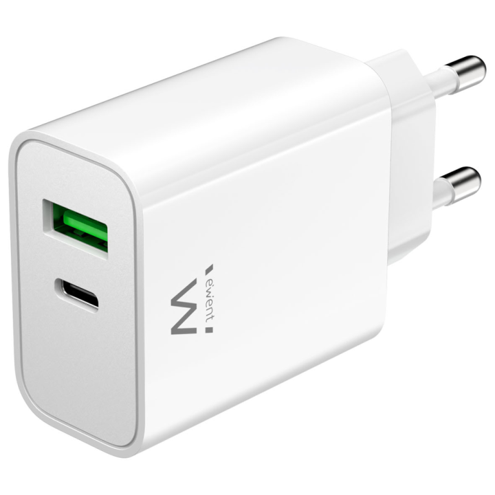 CARGADOR MOVIL EWENT CARGA RAPIDA PUERTOS USB-C Y USB-A 30W BLANCO