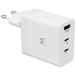 CARGADOR MOVIL EWENT CARGA RAPIDA PUERTOS 2 USB-C Y 1 USB-A 65W BLANCO