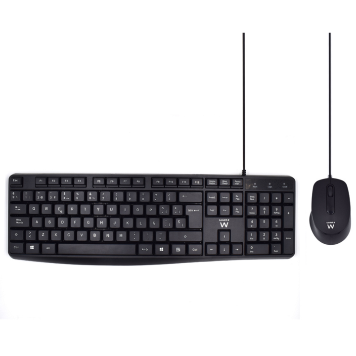 COMBO TECLADO RATON EWENT ESPAÑOL ESCRITURA SILENCIOSA USB NEGRO