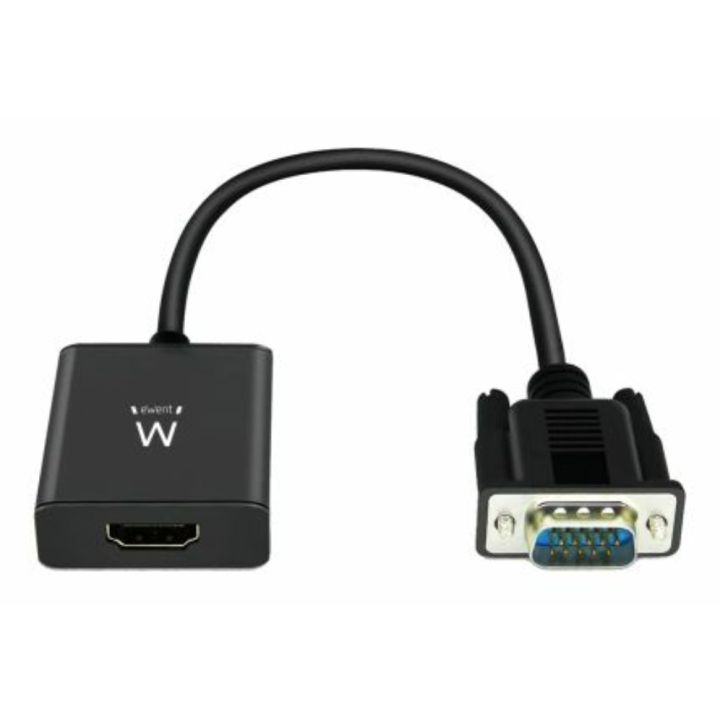 CABLE CONVERTIDOR EWENT VGA MACHO - HDMI HEMBRA CON AUDIO 0,20 METROS