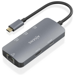 HUB AISENS USB-C DOCK 6 EN 1 USB-C A 1XHDMI 1XRJ45 3XUSB-A USB-C PD 15CM