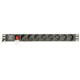 REGLETA RACK GEMBIRD 1U 16A 8 TOMAS NEGRO 3 M CON INTERRUPTOR