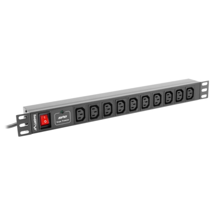 REGLETA LANBERG 1U 10A RACK 19 10X SOCKET NEGRO 2M