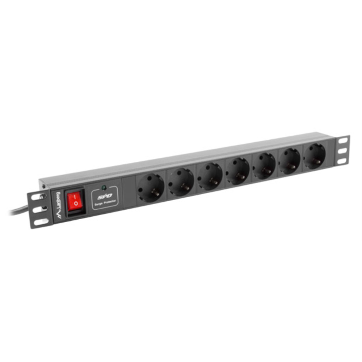 REGLETA LANBERG 1U 16A RACK 19 7X SOCKET NEGRO 2M