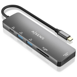 USB-C DOCK AISENS 6 EN 1 USB-C A 1XHDMI 2XUSB-A 1XUSB-C PD 100W 15CM