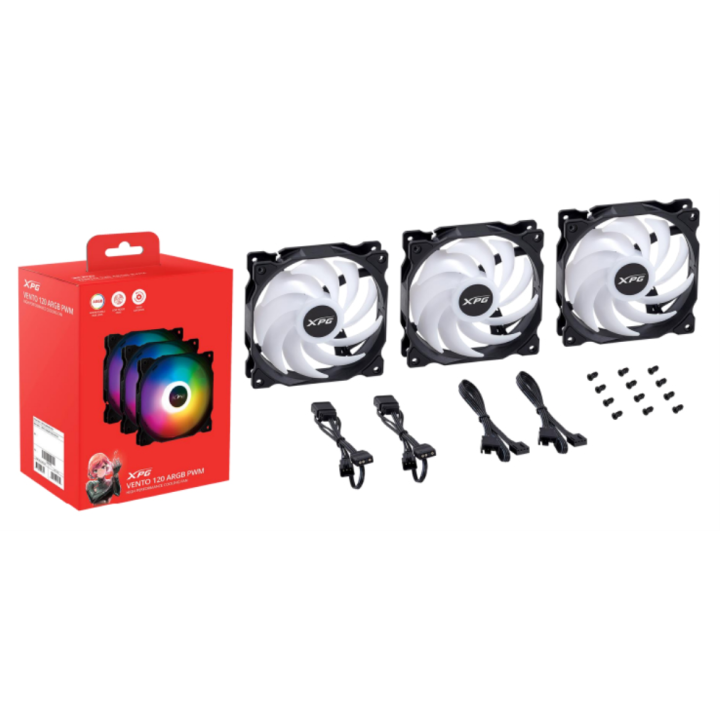 VENTILADOR CAJA XPG VENTO 120MM NEGRO RGB X3