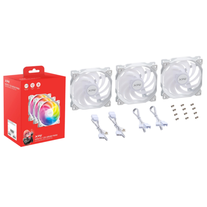 VENTILADOR CAJA XPG VENTO 120MM BLANCO RGB X3