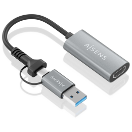 CONVERSOR AISENS ALUMINIO USB-A/M+USB-C/M-HDMI/H 1080P@60HZ 15CM