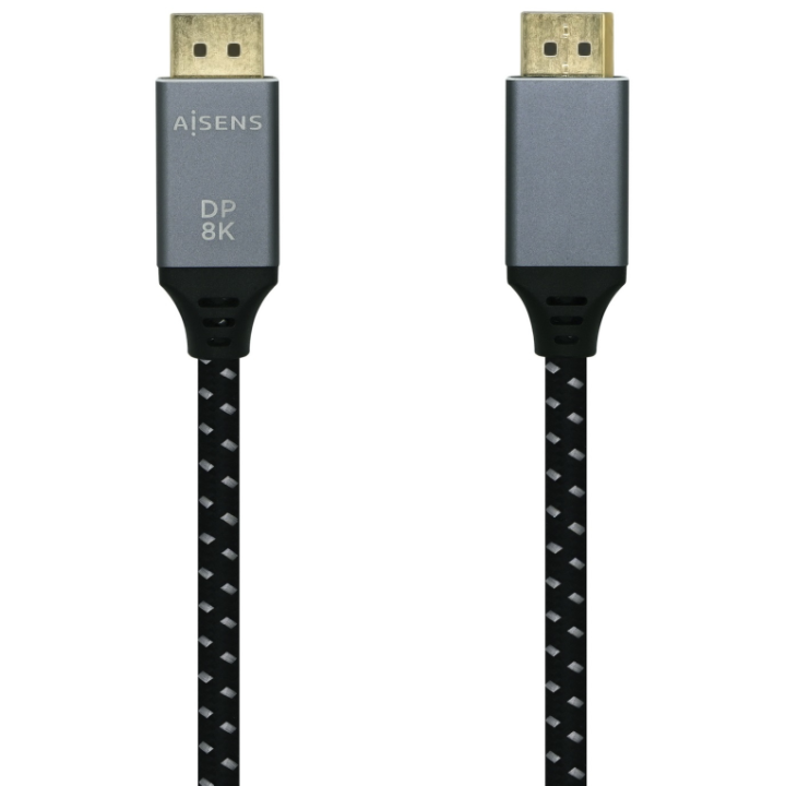 CABLE AISENS DISPLAYPORT V1.4 8K60HZ DP M-DP M GRIS NEGRO 0.5M