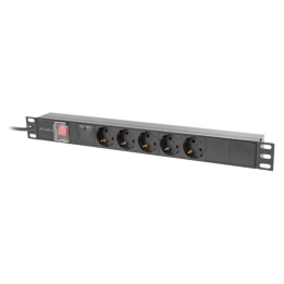 REGLETA LANBERG 1U 16A RACK 19 5X SOCKET SCHUKO NEGRO 2M