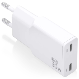 CARGADOR AISENS GAN ULTRA DELGADO 30W 2XUSB-C PD3.0 QC4.0 BLANCO
