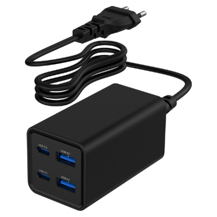 CARGADOR RAPIDO GEMBIRD USB POWERDELIVERY GAN DE 4 PUERTOS 65 W NEGRO