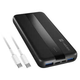 POWERBANK NATEC TREVI SLIM QV2 10000MAH 2XUSB-A 18W + 1XUSB-C 20W + CABLE USB-C